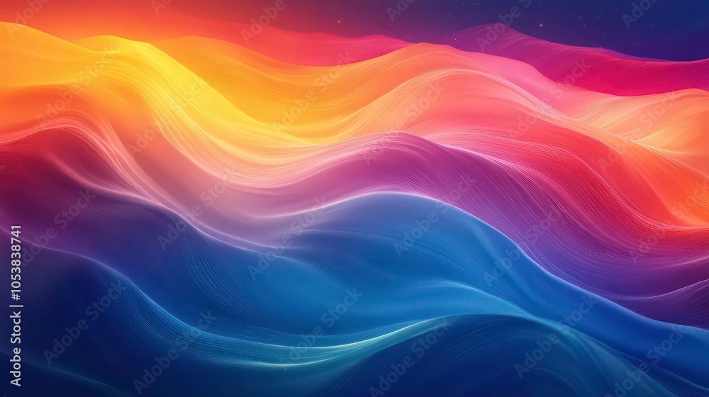 Poster Abstract waves of color blend seamlessly, creating a serene and vibrant visual experience.