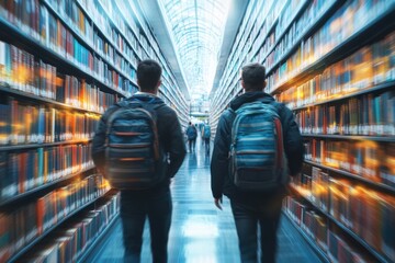 academic energy flow blurred students merging with swirling knowledge streams campus setting dynamic motion empowering education concept