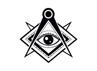 All-Seeing Eye and Compass Illustration for Masonic and Esoteric Designs