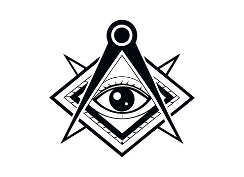 All-Seeing Eye and Compass Illustration for Masonic and Esoteric Designs