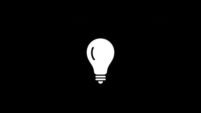 An animated white light bulb with an alpha channel, isolated on a black background.