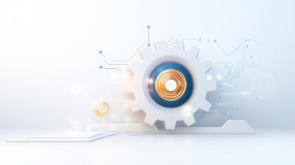 Conceptual Gear Icon with Technology Elements
