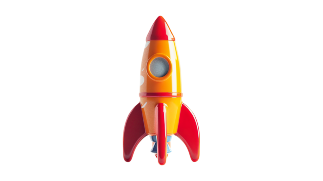 Toy Rocket isolated on transparent background, PNG
