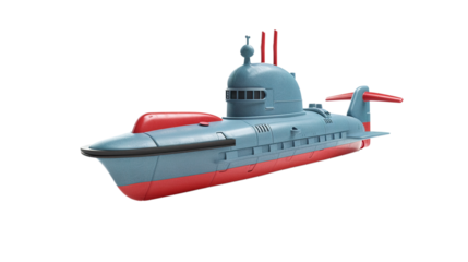 Toy Submarine isolated on transparent background, PNG