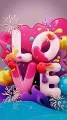 Naklejka premium Colorful love sign with festive elements