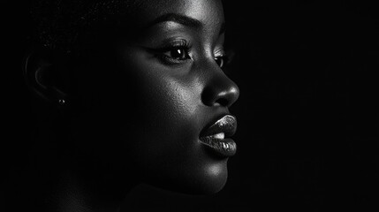 Captivating Black Woman Against Dark Backdrop