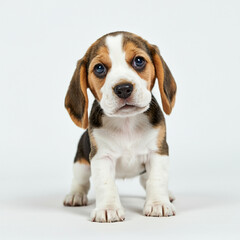 Beagle Puppy Dog, Cute Playful Pet, Isolated on White Background