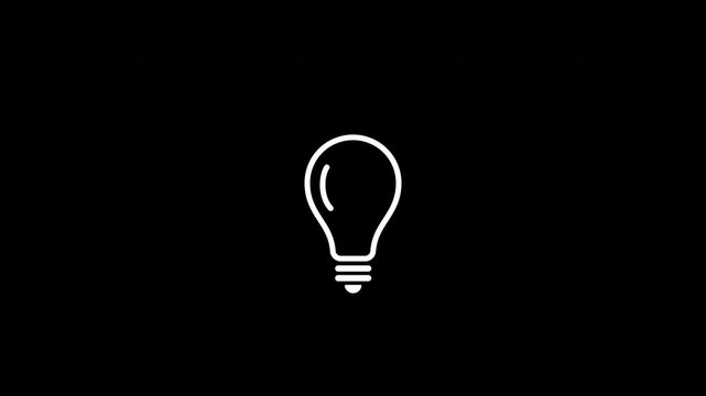 An animated white light bulb with an alpha channel, isolated on a black background.
