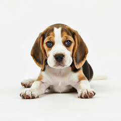 Beagle Puppy Dog, Cute Playful Pet, Isolated on White Background