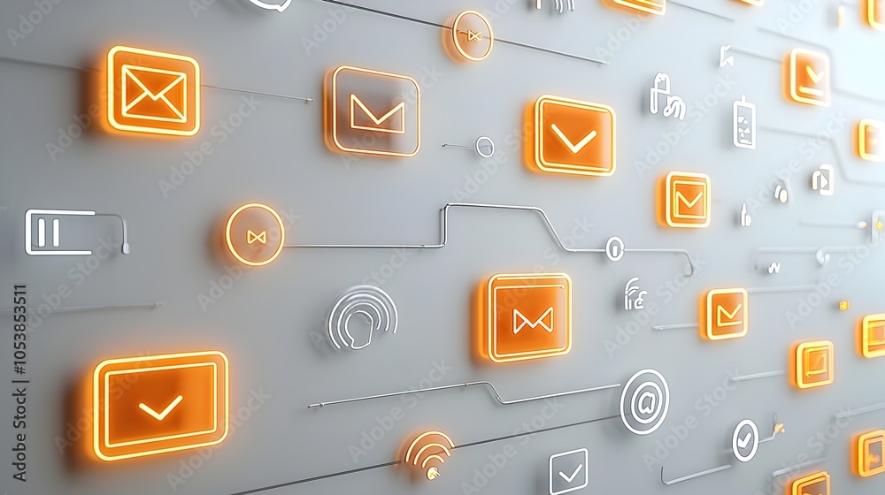 Leinwandbilder Radiant glowing 3D speech bubbles with glossy finishes and ellipsis design elements representing dynamic digital messaging and communication on a sleek modern white background with a futuristic