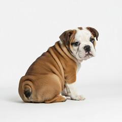 Fototapeta premium English Bulldog Puppy Dog, Cute Playful Pet, Isolated on White Background 