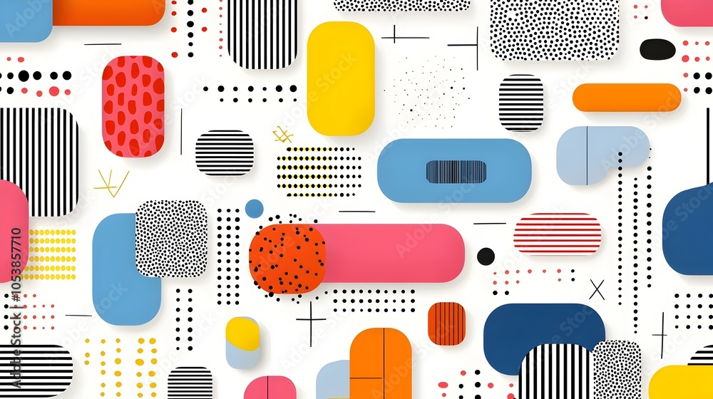 Fototapete Vibrant Abstract Pop Art Design with Colorful Geometric Patterns Ideal for Creating Modern Flyers Posters Website Backgrounds and Other Visually Appealing Digital Templates