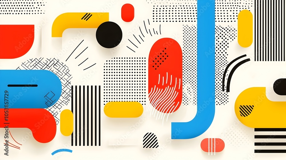Aufkleber Vibrant and Playful Abstract Design with Colorful Lines and Stripes Arranged in a Pop Art Inspired Pattern Ideal for Modern Flyers Posters and Cover Templates