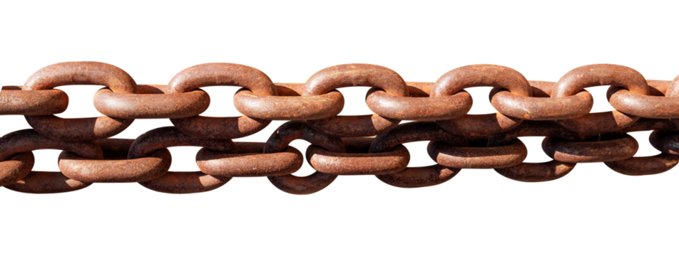 rusty large metal chains isolated background