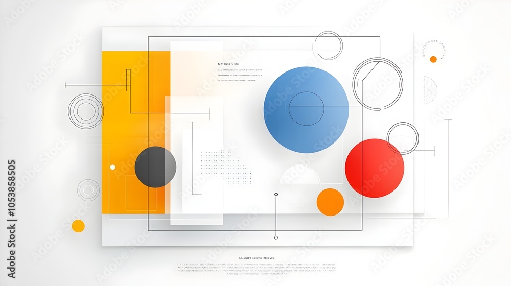 Poster Sleek abstract design with layered geometric circles in vibrant hues perfect for a modern business or tech presentation creating a dynamic visual flow and minimalist contemporary aesthetic