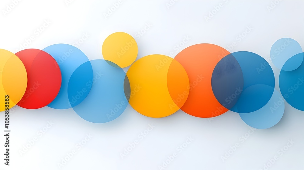 Leinwandbilder Sleek and dynamic abstract design featuring layered geometric circles in a vibrant color palette perfect for a modern business or tech presentation to create an impactful visual flow