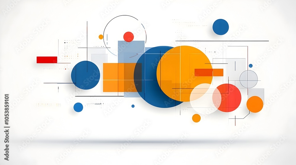 Aufkleber Sleek and modern geometric pattern with colorful circles forming an abstract and visually appealing background perfect for business technology or other professional presentations