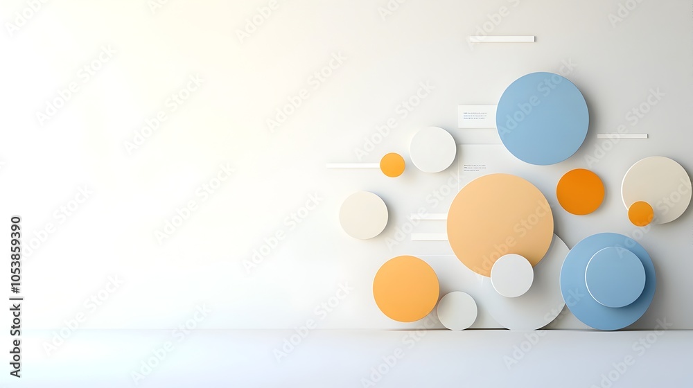 Poster Elegant geometric abstract layout featuring gradient circles in stylish tones creating a contemporary and professional design for business and technology presentation slides