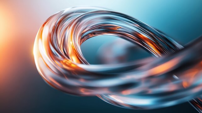 An infinite loop of shimmering orange and blue light swirls, offering a dynamic and fluid representation of perpetual motion and abstract artistic expression.