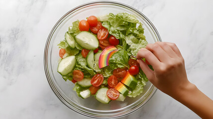 Rainbow Salad, vegetables, cucumber, tomatoes, lettuce, healthy