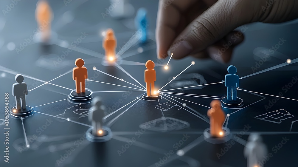 Fototapete Linked Figures Connected by Glowing Lines Depicting the Concept of Shared Vision within a Thriving Community