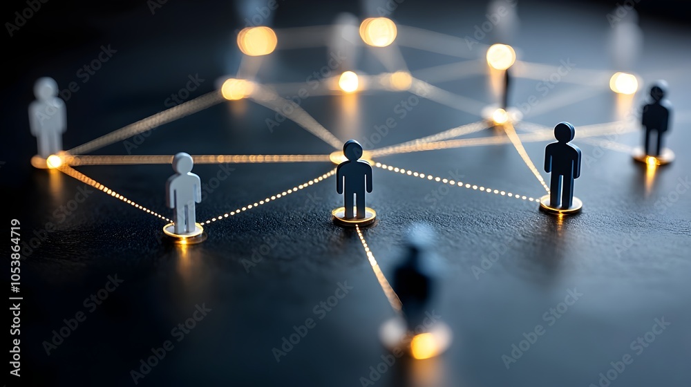 Aufkleber a network of interconnected figures linked by glowing pathways representing the power of community d