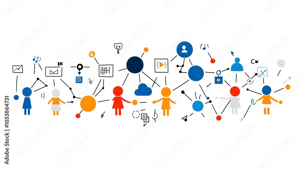 Poster Interlinked collaborative figures forming a web that symbolizes the power of community shared effort and working together toward common goals