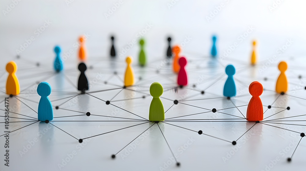 Poster of a collaborative web of linked figures symbolizing the power of community shared effort and working toward common goals