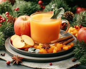 Festive Apple Cider with Clove Garnish Cozy Holiday Decor Ideas for Aromatic and Warm Ambiance, Discover the Perfect Blend of Comfort and Cheer in Every Sip This Season
