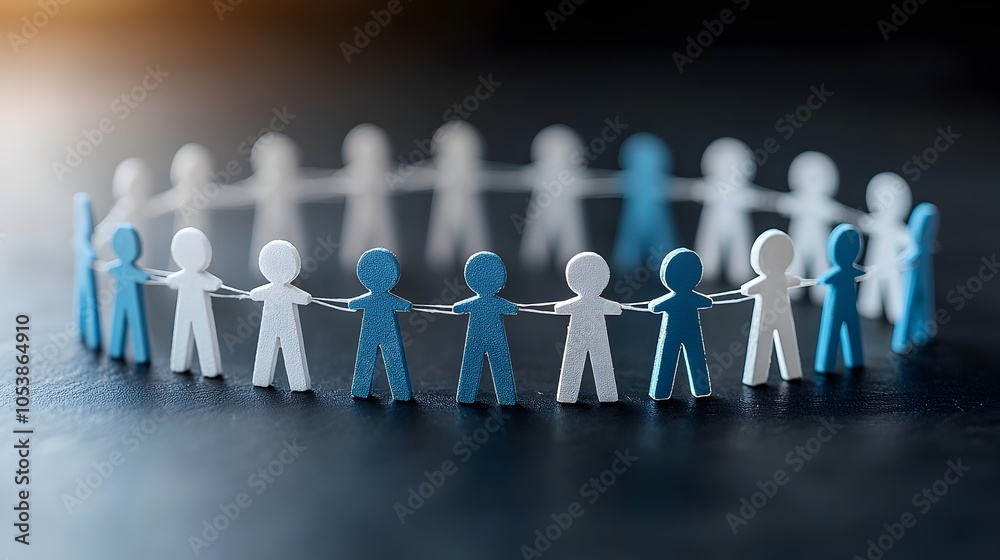 Leinwandbilder A group of figures standing in close connection creating a visual representation of teamwork unity and within a community focused on achieving mutual success and collective growth
