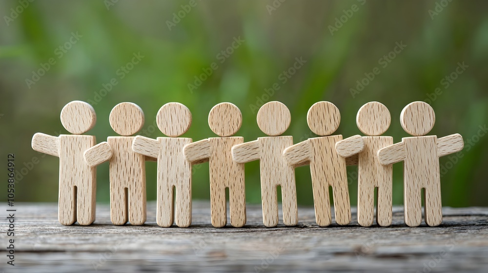 Fototapete figures standing in connection creating a visual of teamwork and unity representing a community focu