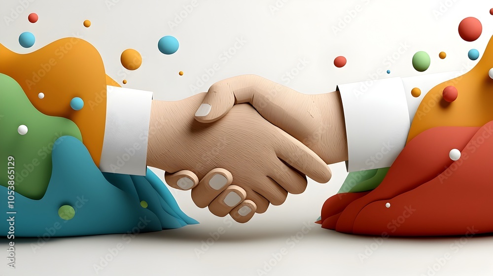 Poster vibrant and playful papercut cartoon handshake design symbolizing the concept of trust unity and bet