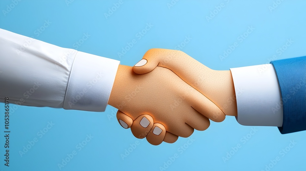 Poster vibrant and playful papercut cartoon of two hands shaking symbolizing trust unity and successful or 