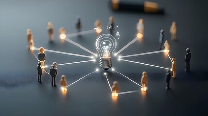 A digital art depicting a community of interconnected abstract figures navigating luminous pathways symbolizing the power of collective ambition toward shared goals and progress