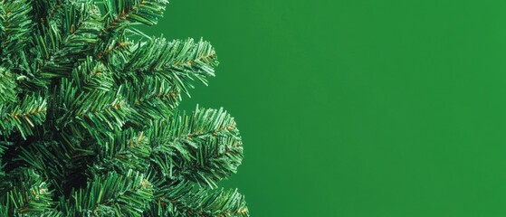 A green Christmas tree with a green background