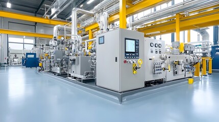Advanced gas processing facility equipped with cutting edge digital monitoring and control systems showcasing a futuristic efficient