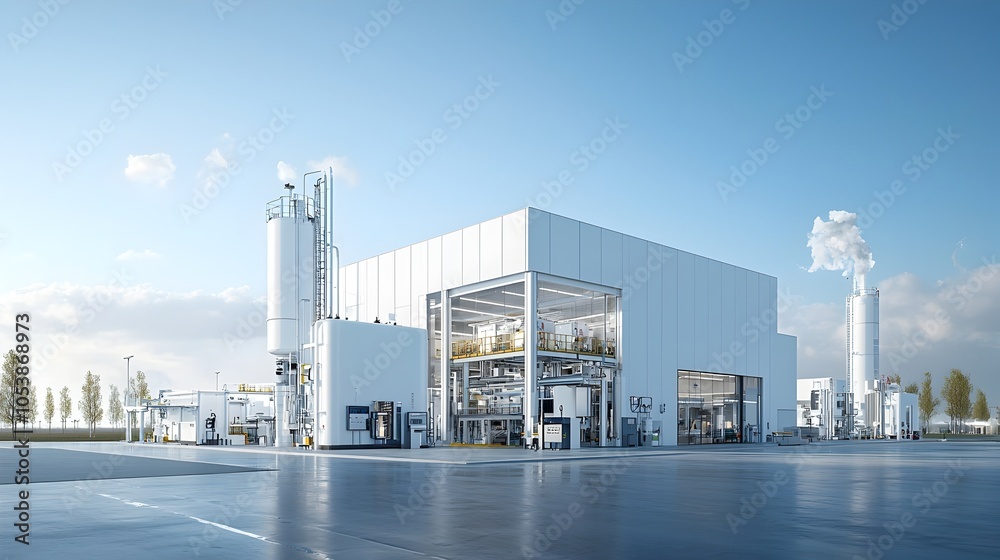 Poster Sophisticated Fuel Processing Plant with Cutting Edge Design and Technology A Striking Visual of a Modern Efficient and Environmentally Conscious Industrial Facility