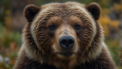 Obraz premium close-up image of a brown bear in the forest