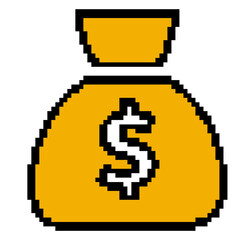Obraz premium money bag pixel icon. Pixel icon style. Pixel game icon