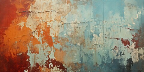 Abstract Wall Texture with Peeling Paint and Cracks, Revealing Layers of Time and History