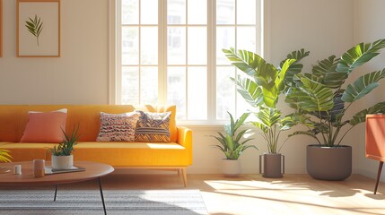 Fototapeta premium Cozy Eclectic Living Room with Colorful Decor