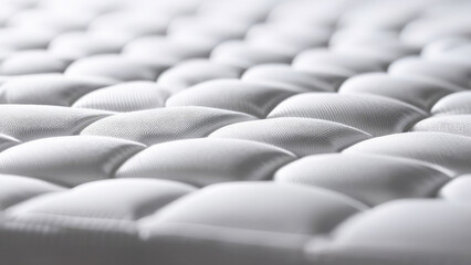 Fototapeta premium Close-up of a white topper mattress with a natural, breathable and durable design, showing stitching details