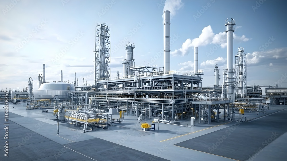 Aufkleber Futuristic fuel refinery plant with complex pipeline systems advanced industrial design and cutting edge automation technology representing modern energy processing infrastructure