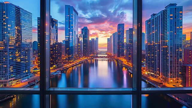 Panoramic skyline and buildings. Created with Generative AI.