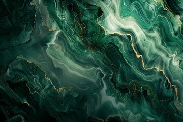 Obraz premium Vibrant green marble with gold accents and fluid wave patterns. Green marble slab.