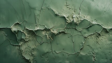 Obraz premium Matte Green Plaster Texture with Cracks and Rough Surface. Green marble slab
