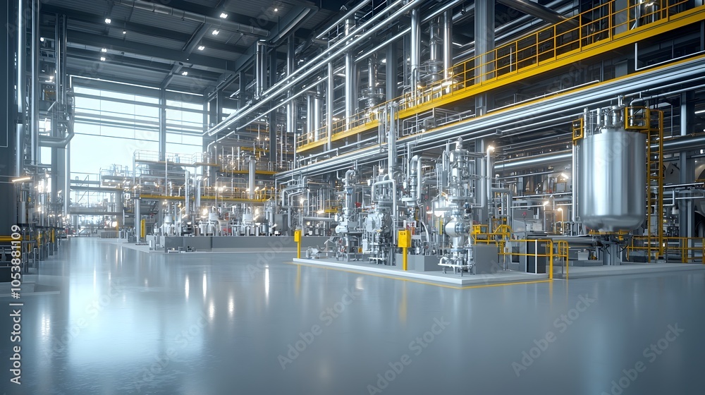 Aufkleber sleek and modern high tech fuel refinery plant with an intricate network of pipelines showcasing inn