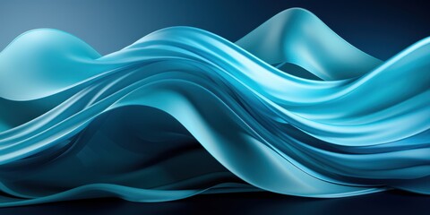 Fototapeta premium Abstract blue waves flowing and swirling in a minimalist digital art style.
