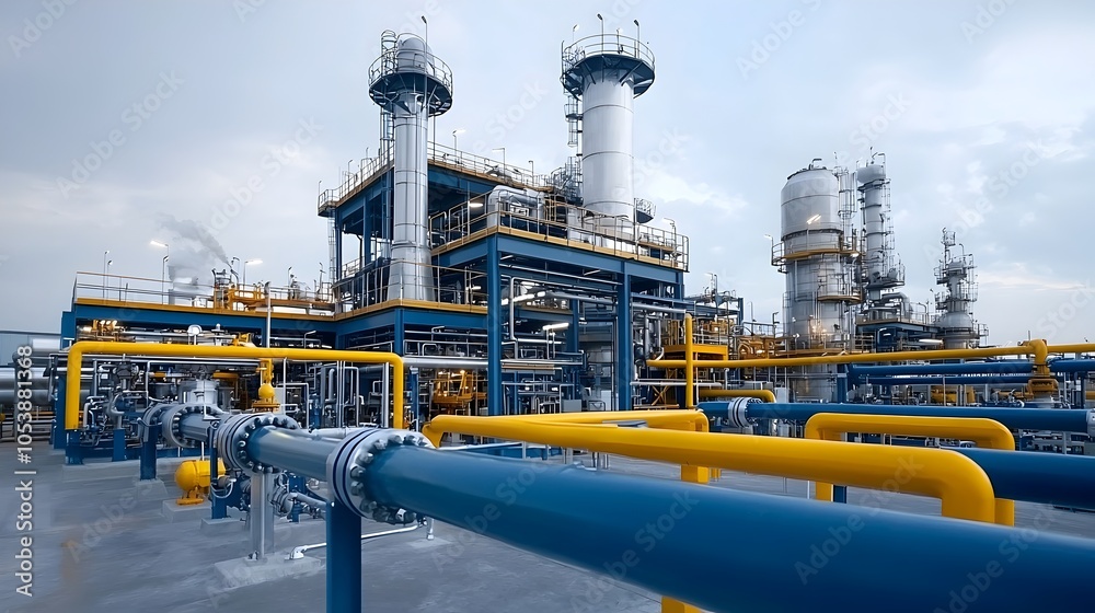 Aufkleber cutting edge fuel refinery with futuristic industrial design and advanced processing systems a sleek