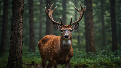 Fototapeta premium close-up picture of a deer in the forest